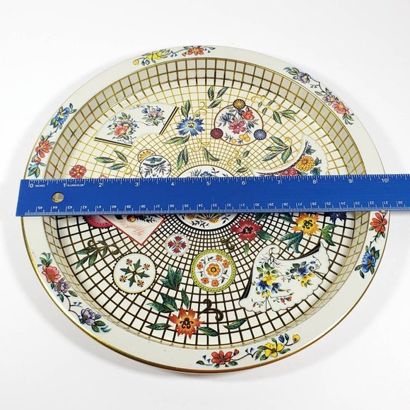 Vintage Daher Floral Tray Metal Decorative Tray White Gold Flower Pattern - Picture 9 of 9